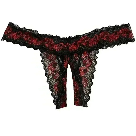 Rene’ Rofe’ Crotchless Lace V-Thong Panty Women’s 3X/4X Red Sexy Intimate NWOT - Picture 3 of 7